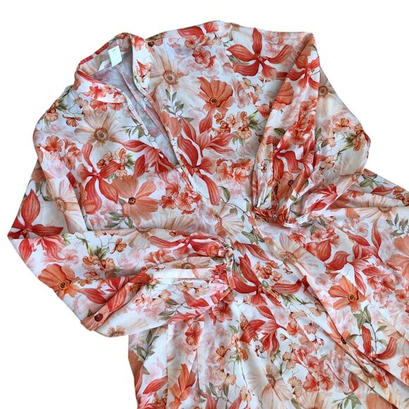 H&M V-Neck Balloon-Sleeved Feminine Romantic Summer Floral Flared Mini Dress S - Picture 3 of 16